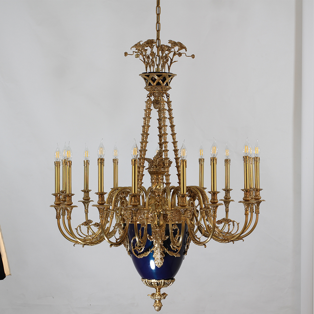 40X51 Inch 15 Lights Baroque Style Cast Copper Angles Antique French Empire Brass Chandelier-铜灯-Jecanoli