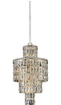 Luxury Round/Oval Multi-Tier Crystal Chandelier in Silver Finish