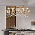 12 Lights 50 Inch Linear Traditional Gold Brass and Crystal Chandelier for Dining Room-铜灯-Jecanoli