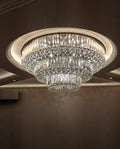 39 Inch Round Crystal Ceiling Light Tiered Flush Mounted Chandelier for Low Ceiling Room-大吊灯-Jecanoli
