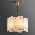 Elegant Marble Alabaster Round Chandelier with 5 or 10 Lights