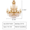 1 layer: D39.4*H39.4" Large Oversized Luxury Golden Metal Brass Candle Crystal Tassel Chandelier For High-ceiling Staircase/Entryway/Hallway/Living/Meeting Room