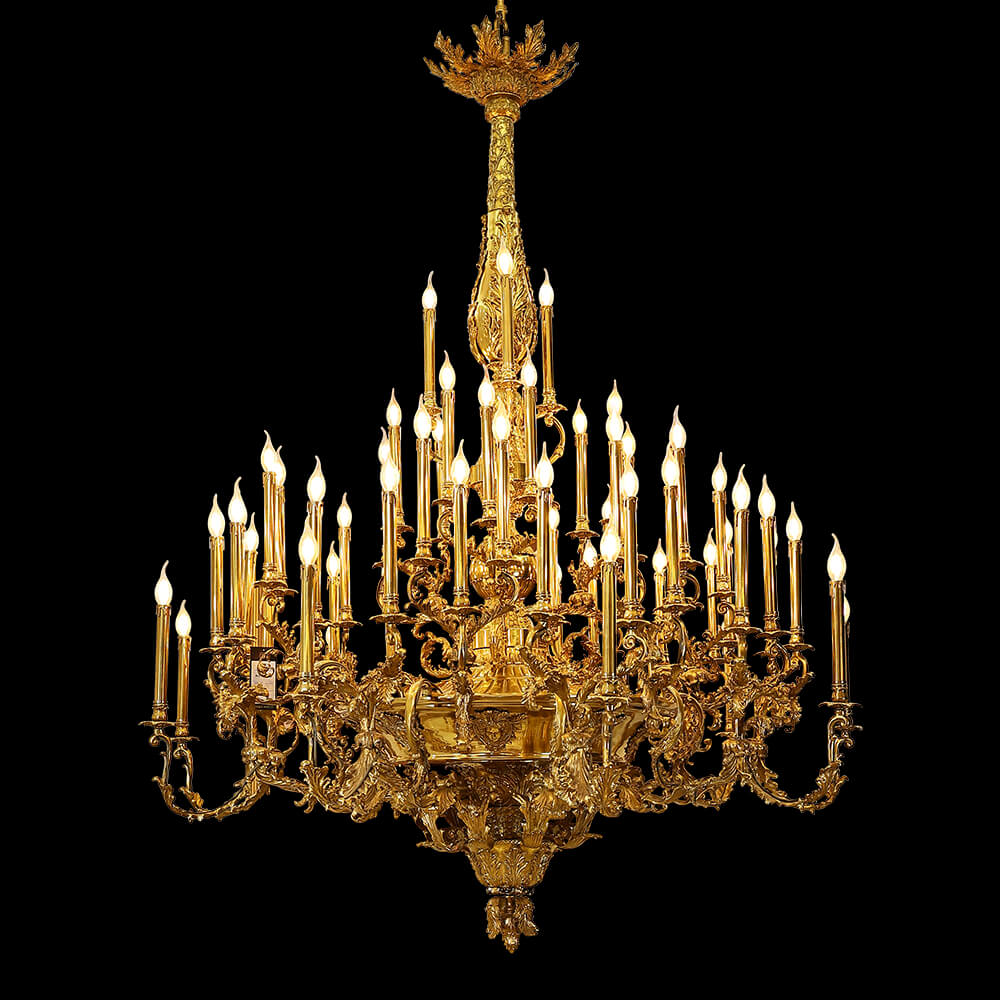 69X89 Inch 57 Lights Oversized Baroque Style Antique Copper Chandelier-大吊灯-Jecanoli