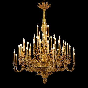 69X89 Inch 57 Lights Oversized Baroque Style Antique Copper Chandelier-大吊灯-Jecanoli