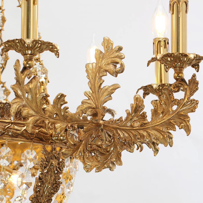 31X29 Inch 12 Lights French Empire Style Brass and Crystal Chandelier Light-铜灯-Jecanoli