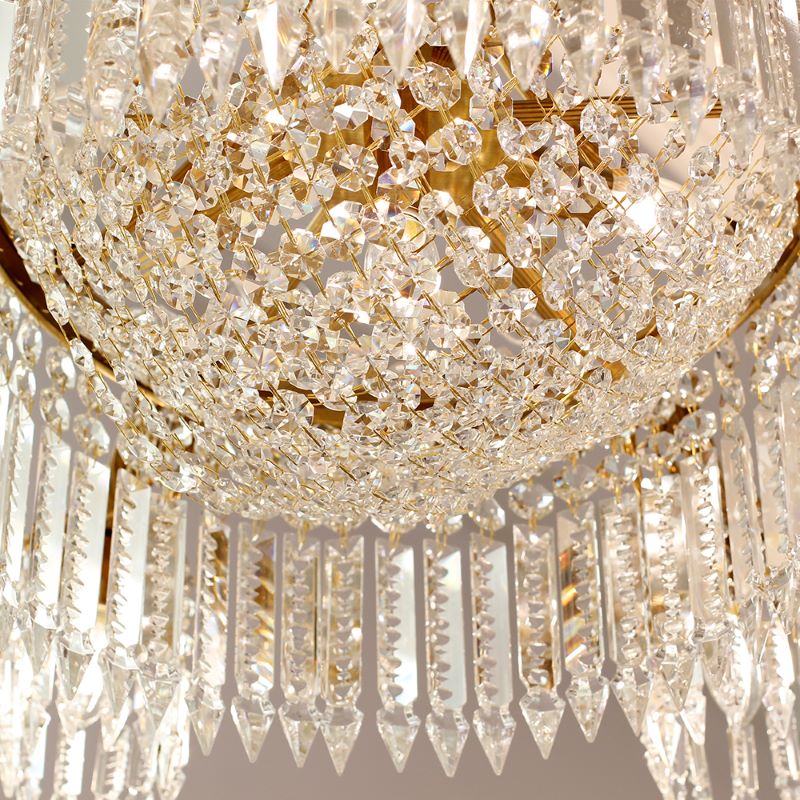 30X23 Inch Modern Crystal Chandelier Gold Antique Brass Chandelier-铜灯-Jecanoli