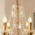 6 Lights Candle Style Small Brass and Crystal Chandelier for Bedroom-铜灯-Jecanoli