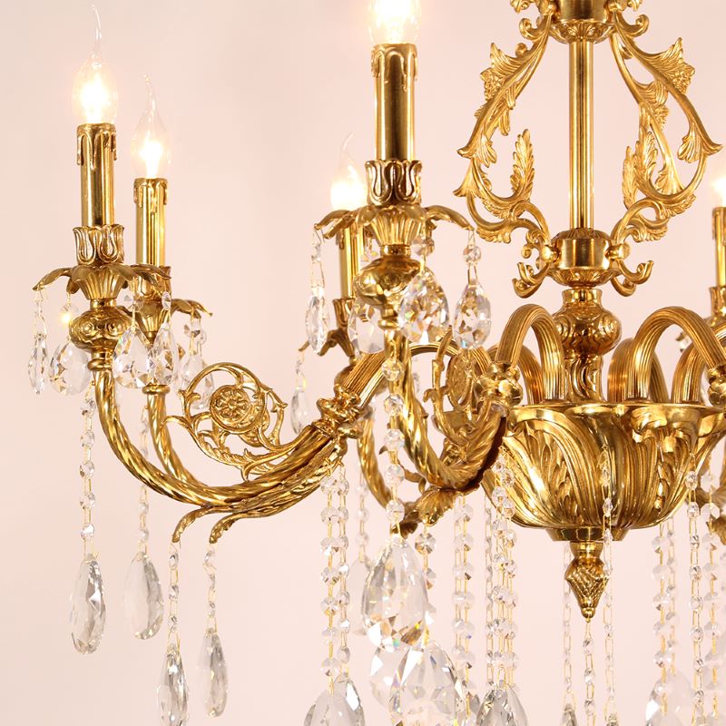 35X33 Inch 8 Lights Small Traditional Brass and Crystal Chandelier for Master Bedroom-铜灯-Jecanoli
