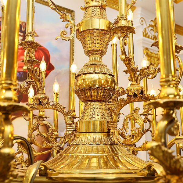 69X89 Inch 57 Lights Oversized Baroque Style Antique Copper Chandelier-大吊灯-Jecanoli