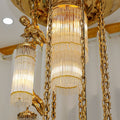 Luxury Flush Mounted 138 Inch Long Antique Brass Angels Chandelier for Staircase-铜灯-Jecanoli
