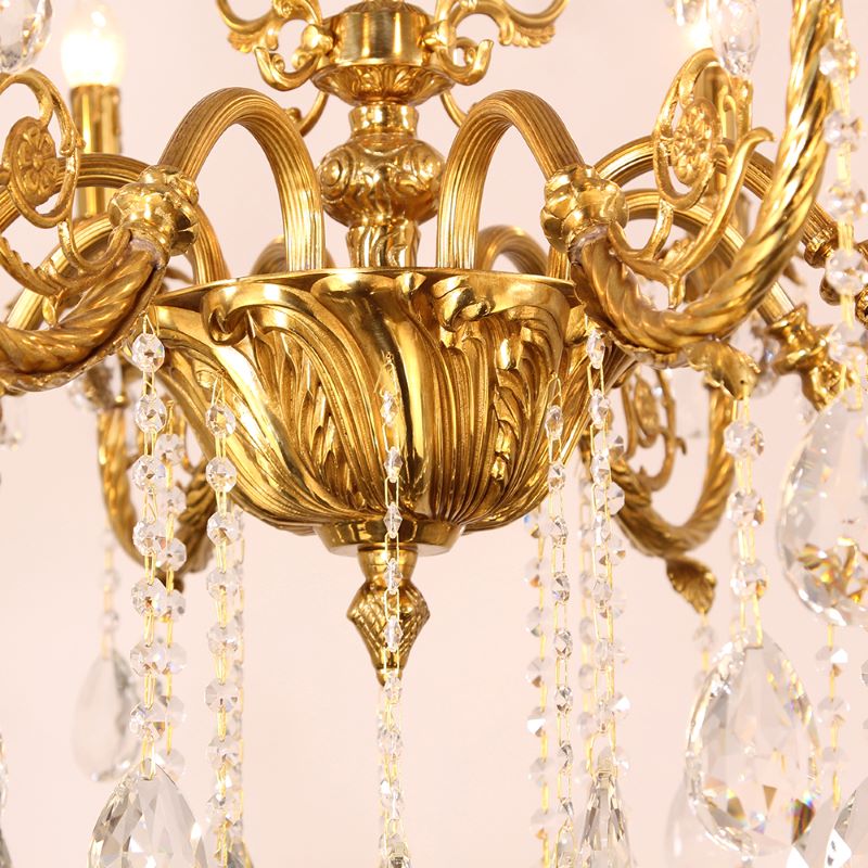 27X30 Inch 6 Lights Small Traditional Brass and Crystal Chandelier for Kitchen-铜灯-Jecanoli