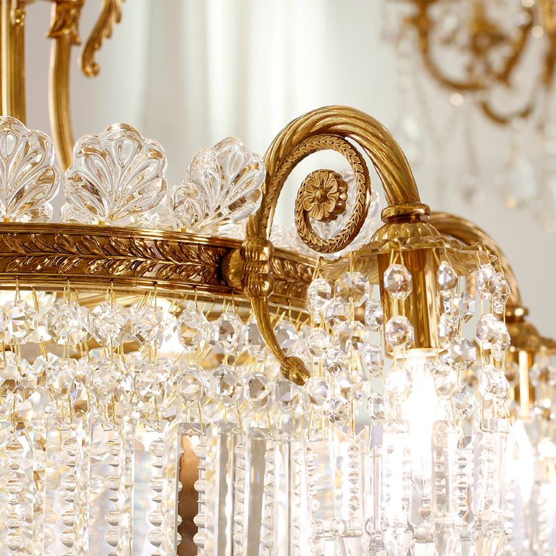 30X23 Inch Modern Crystal Chandelier Gold Antique Brass Chandelier-铜灯-Jecanoli
