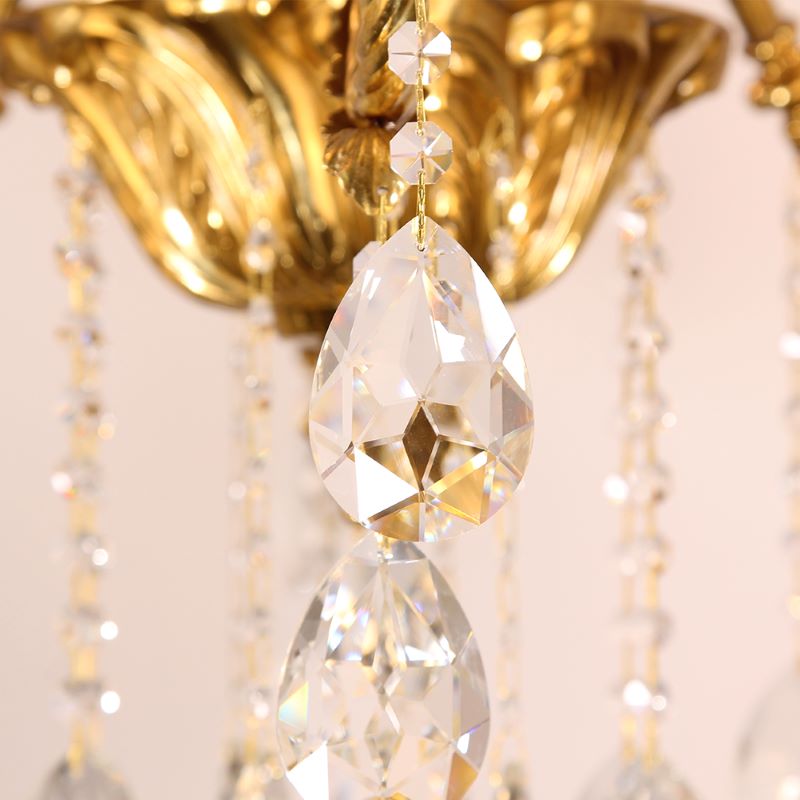 27X30 Inch 6 Lights Small Traditional Brass and Crystal Chandelier for Kitchen-铜灯-Jecanoli