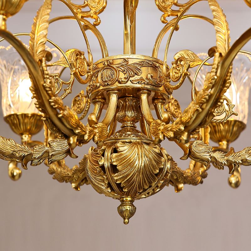 33X25 Inch 6 Lights Small Antique Copper Chandelier Light with Glass Shades-铜灯-Jecanoli