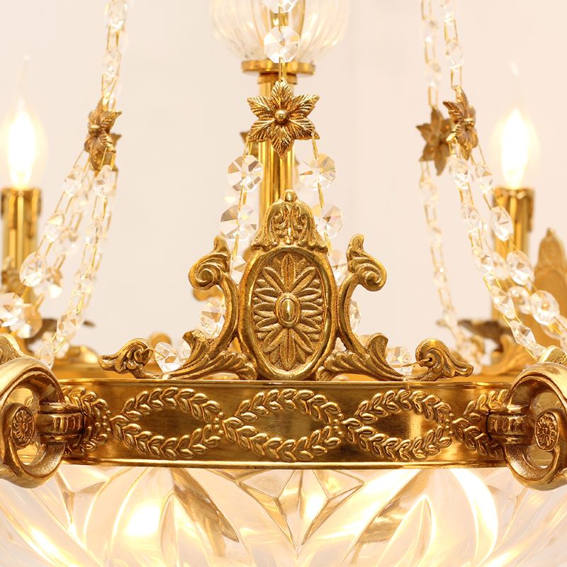 31X27 Inch 9 Lights Retro Style French Empire Chandelier Brass Chandelier for Study Room-铜灯-Jecanoli