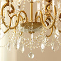 6 Lights Candle Style Small Brass and Crystal Chandelier for Bedroom-铜灯-Jecanoli