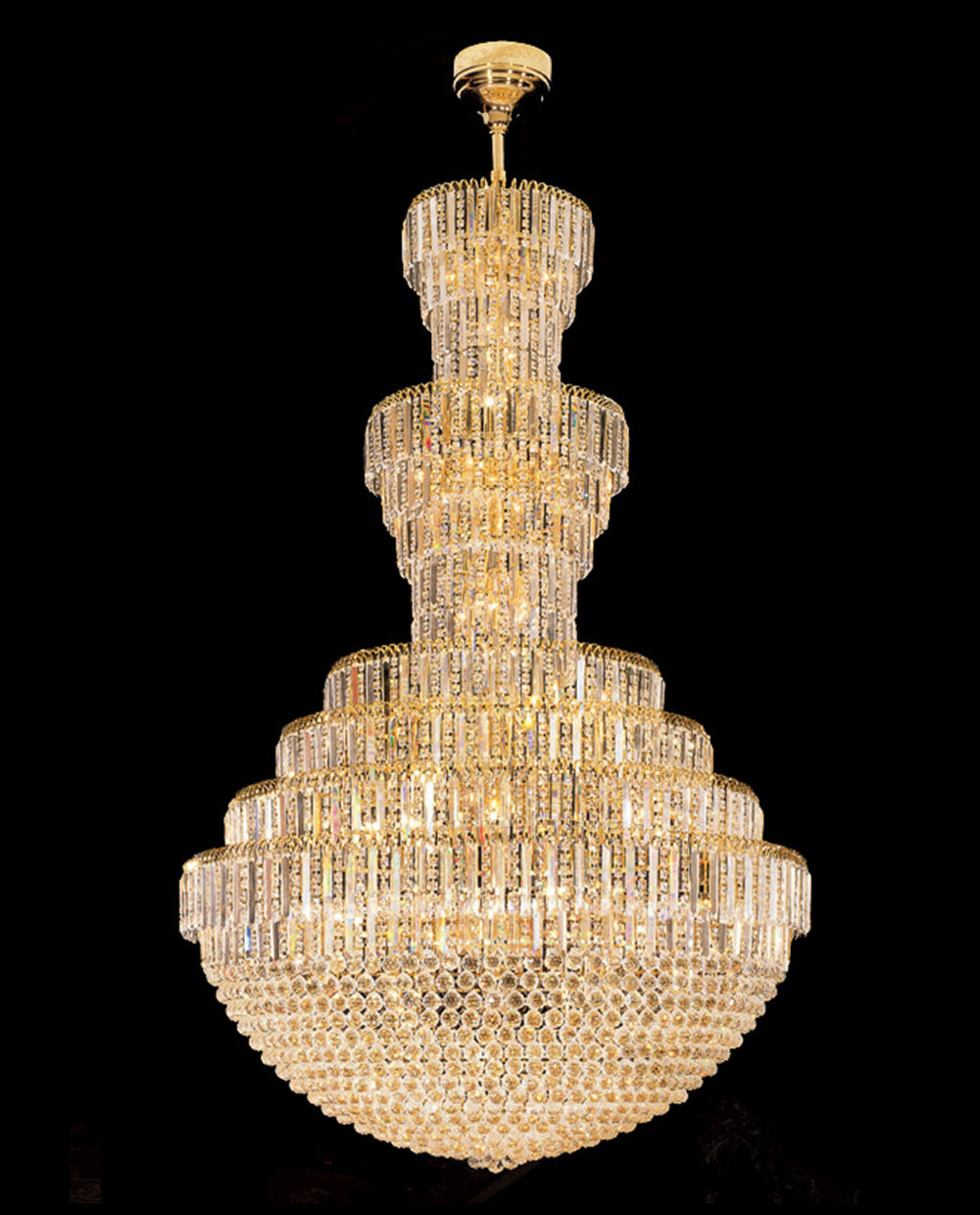 Large gold chandelier foyer lighting 71"W 106"H-大吊灯-Jecanoli
