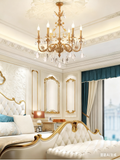 27X30 Inch 6 Lights Small Traditional Brass and Crystal Chandelier for Kitchen-铜灯-Jecanoli