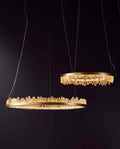 36 Inch Round Modern Chandelier Brass & Clear Geode Quartz Crystal Hanging Light-现代灯-Jecanoli