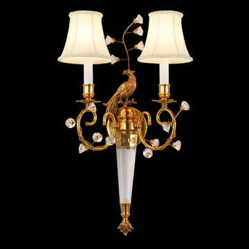 2 Lights French Retro Brass Wall Sconce Antique Bird Wall Lamp-壁灯-Jecanoli