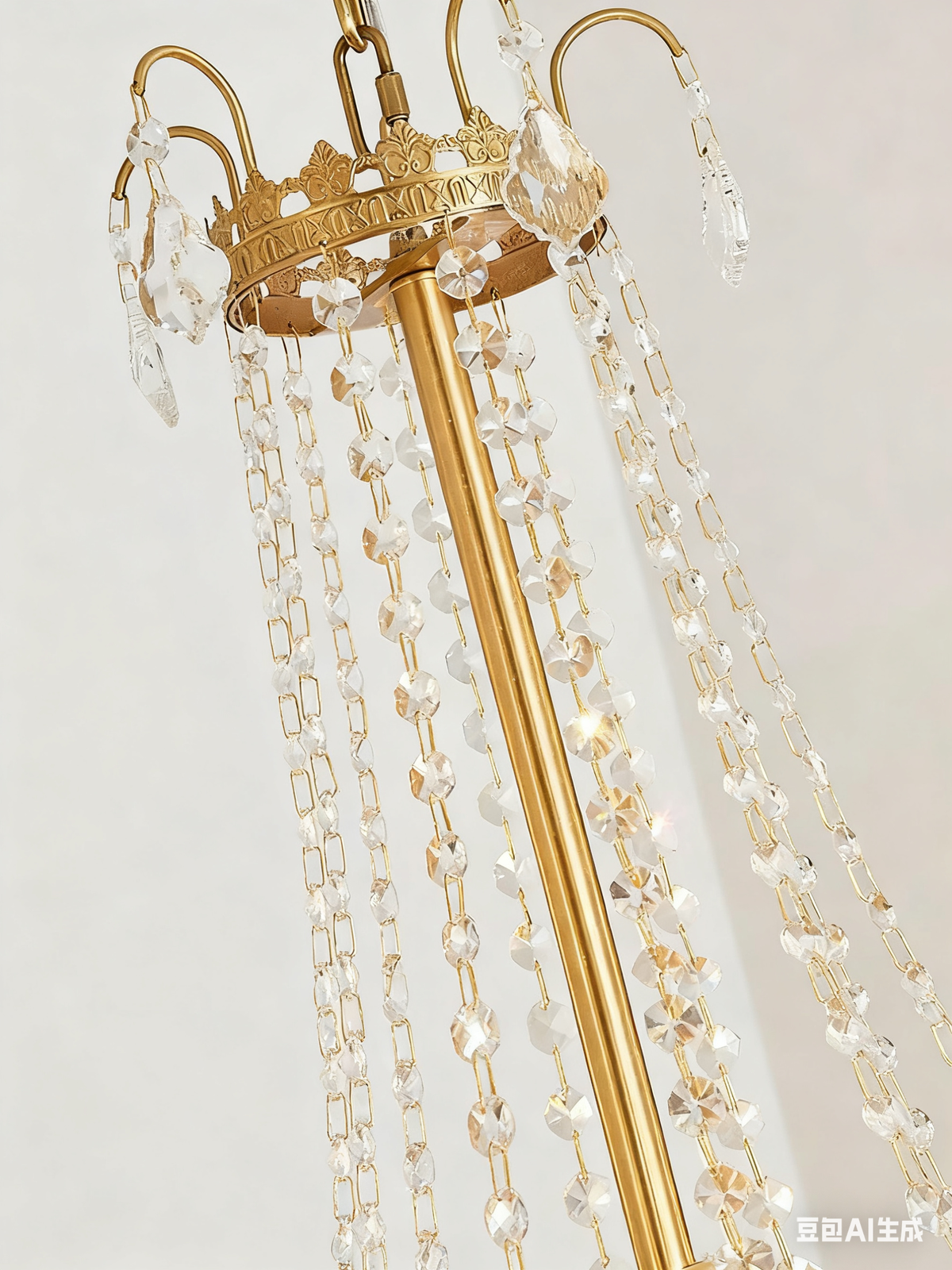 Elegant Small French Empire Brass & Crystal Chandelier 25'' W x 22'' H – Ideal for Living Room Dining Nook Entryway-铜灯-Jecanoli