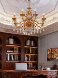 31X31 Inch 8 Lights Small Candle Style Brass and Crystal Chandelier Lighting for Living Room-铜灯-Jecanoli