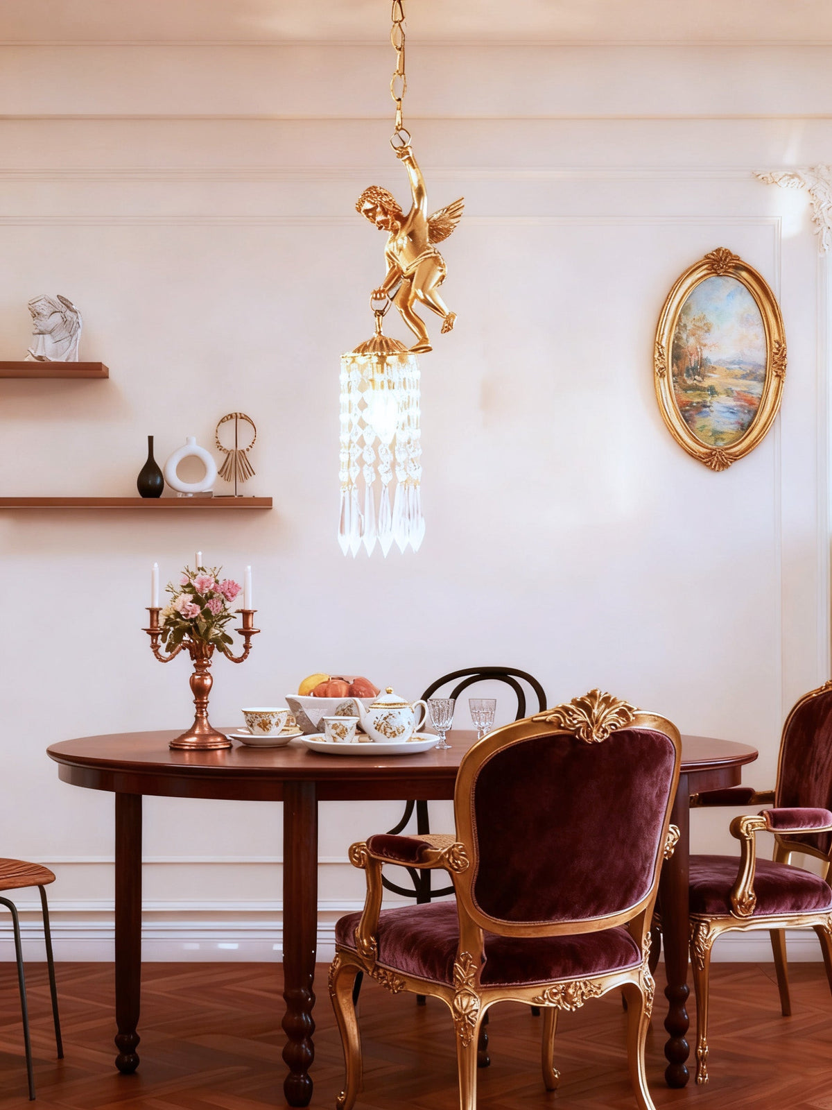 Mini Cast Copper Angel Crystal Pendant Light-铜灯-Jecanoli