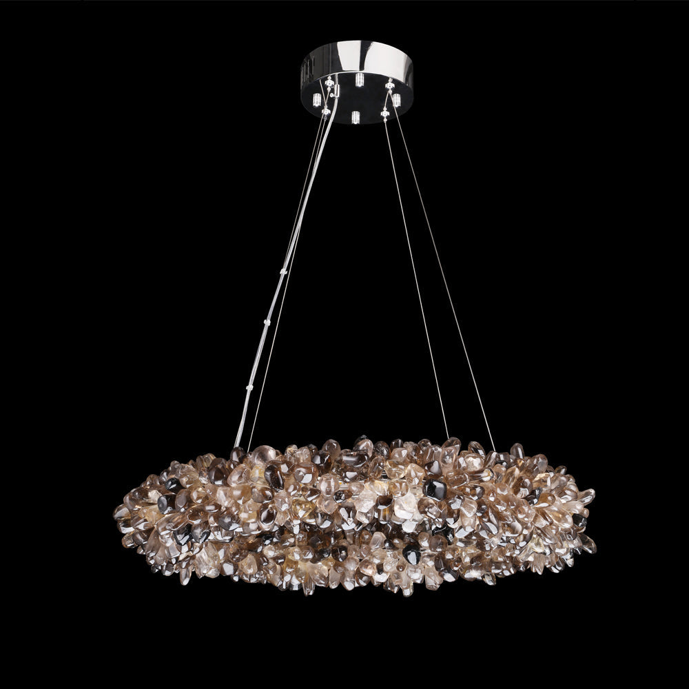 Multiple Size Modern Smoky Rock Crystal Halo LED Chandelier Pendant Light-现代灯-Jecanoli