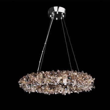 Multiple Size Modern Smoky Rock Crystal Halo LED Chandelier Pendant Light-现代灯-Jecanoli