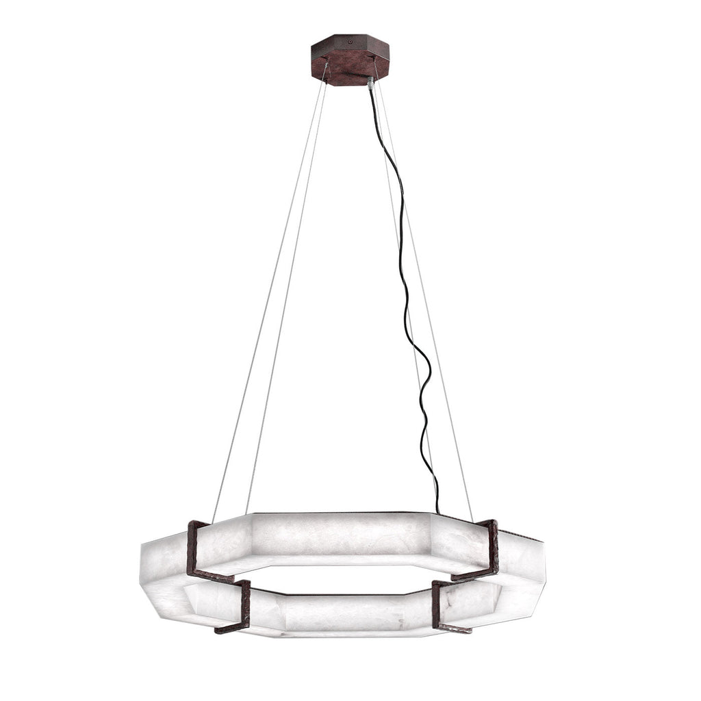 Celyn Retro Alabaster Living Room Chandelier, Round Lamp Lighting