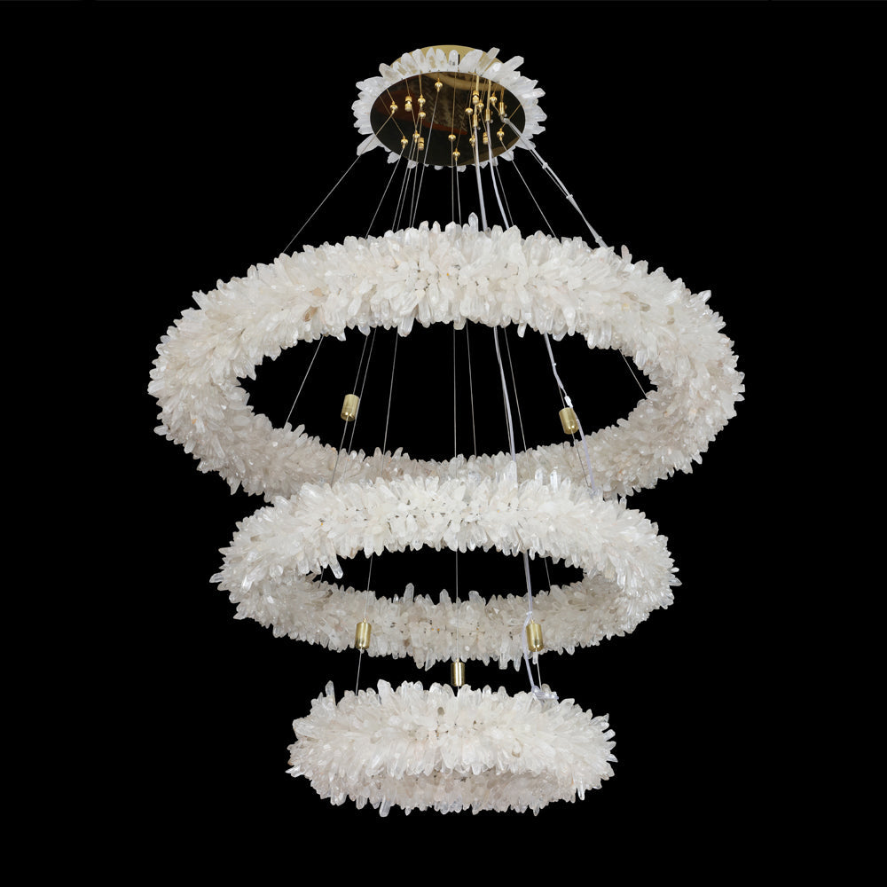 (24+36+48) Inch 3 Tiers Modern Geode Quartz Crystal LED Ring Chandelier-现代灯-Jecanoli
