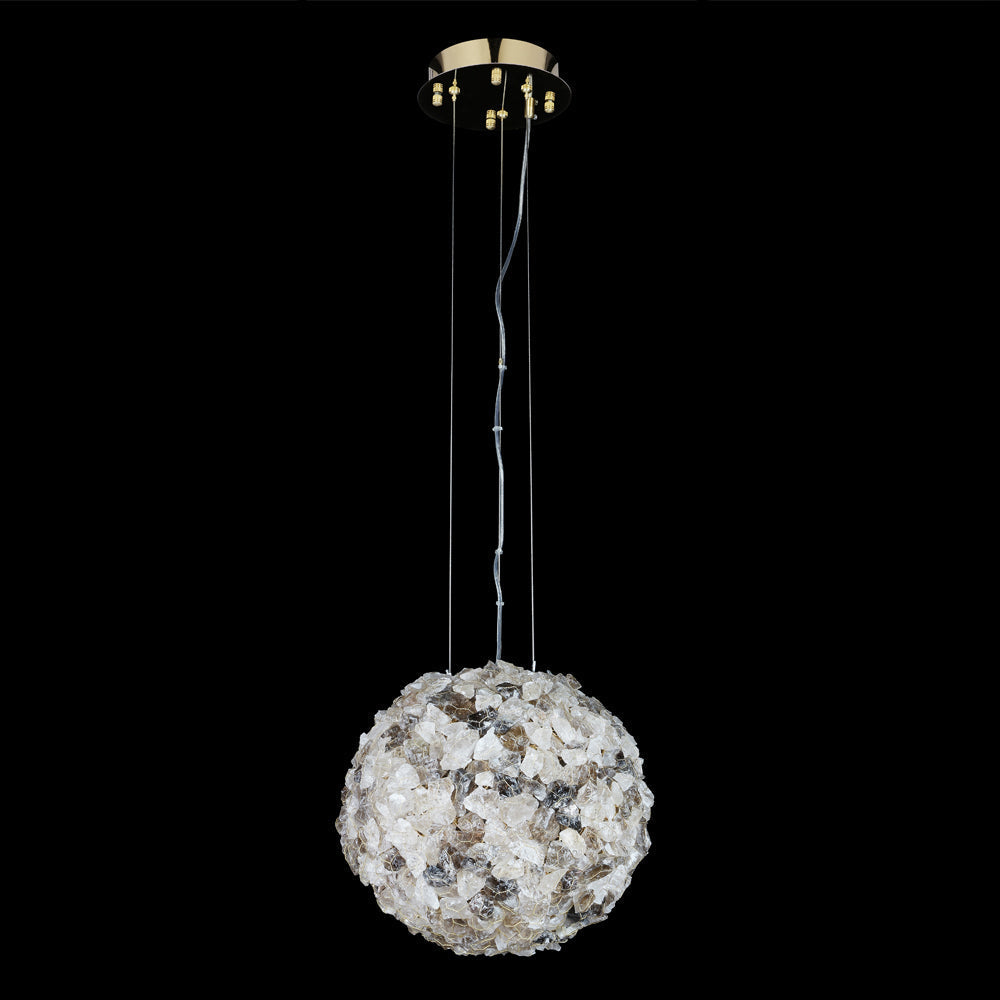 Modern Clear & Smoky Rock Crystal Ball Pendant Light-现代灯-Jecanoli