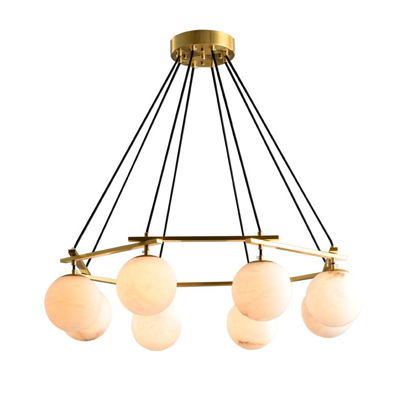 Alabaster Modern Round Ball Chandelier-chandeliers for dining room,chandeliers for stairways,chandeliers for foyer,chandeliers for bedrooms,chandeliers for kitchen,chandeliers for living room-Jecanoli