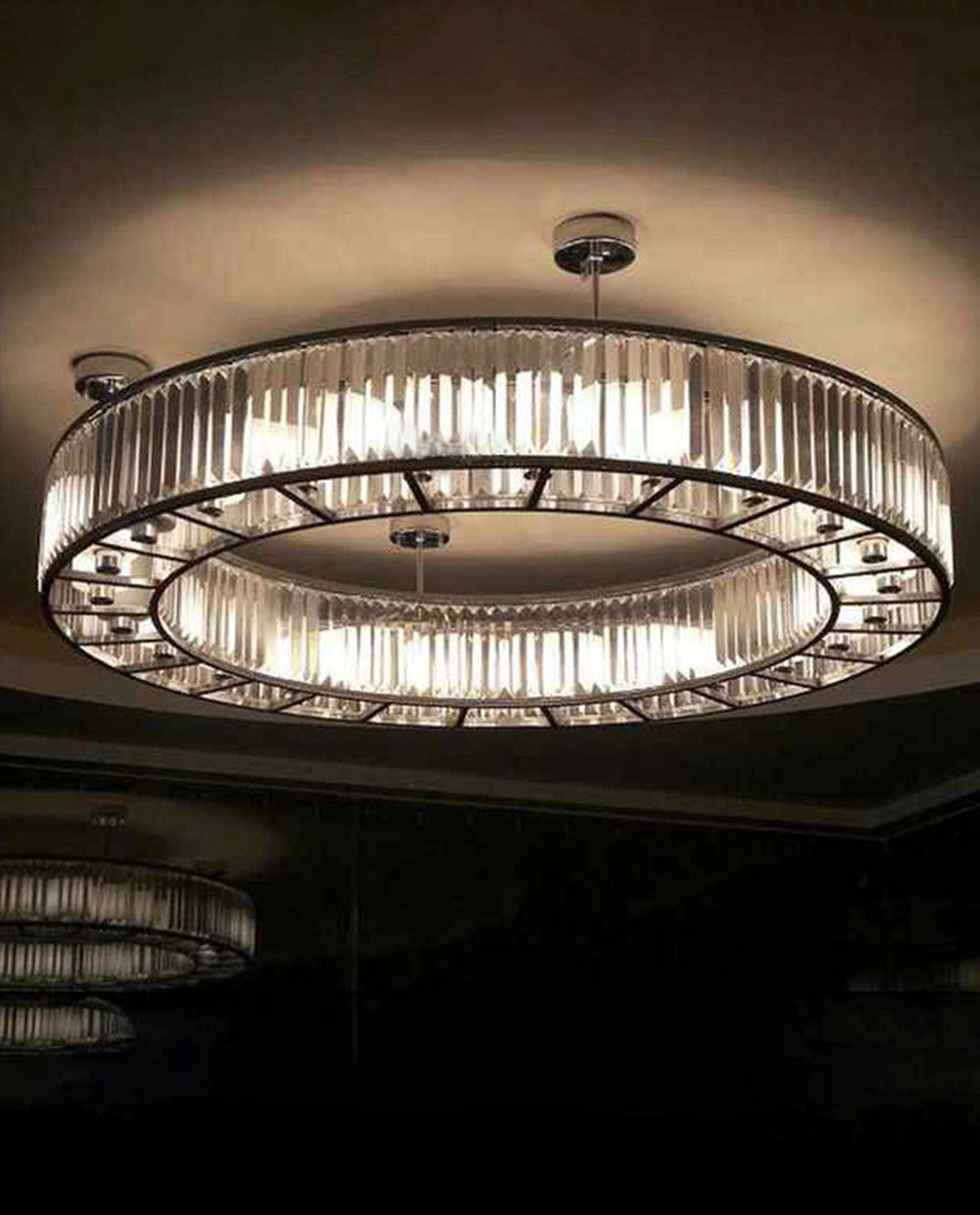 72 Inch Round Semi Flush Mounted Chandelier Big Modern Crystal Chandelier for Event Hall-大吊灯-Jecanoli