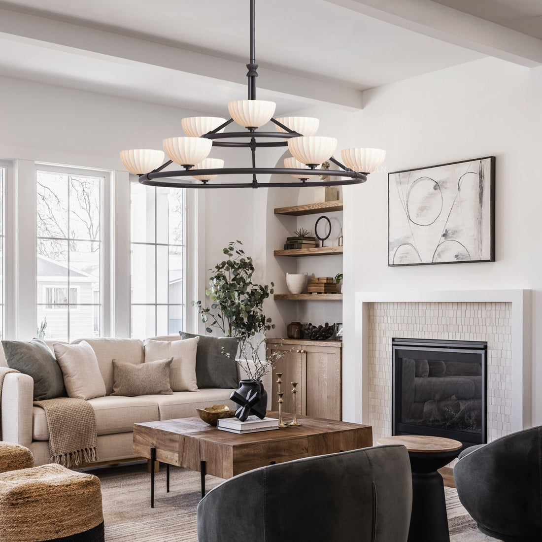 Enzo 48" Glass Double Tier Chandelier