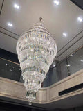 Chrome Extra Large Crystal Chandelier for Foyer Staircase Living Room Entrance Ceiling Light Fixture In Silver