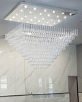 Large Rectangle Modern Glass Teardrop Flush Mounted Chandelier 59