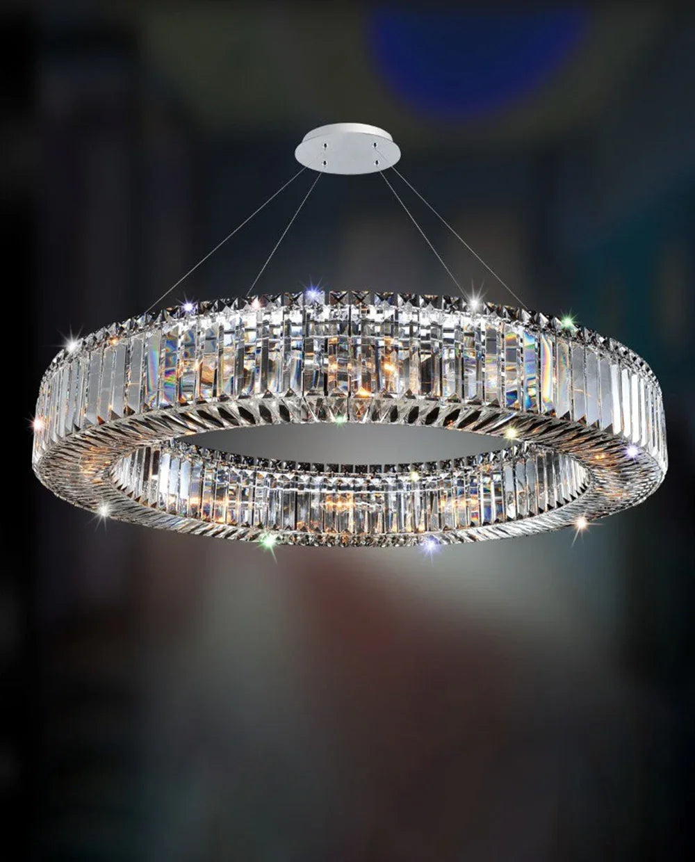 36 Inch Round Ring Chandelier Modern Crystal Chandelier for Bedroom-现代灯-Jecanoli