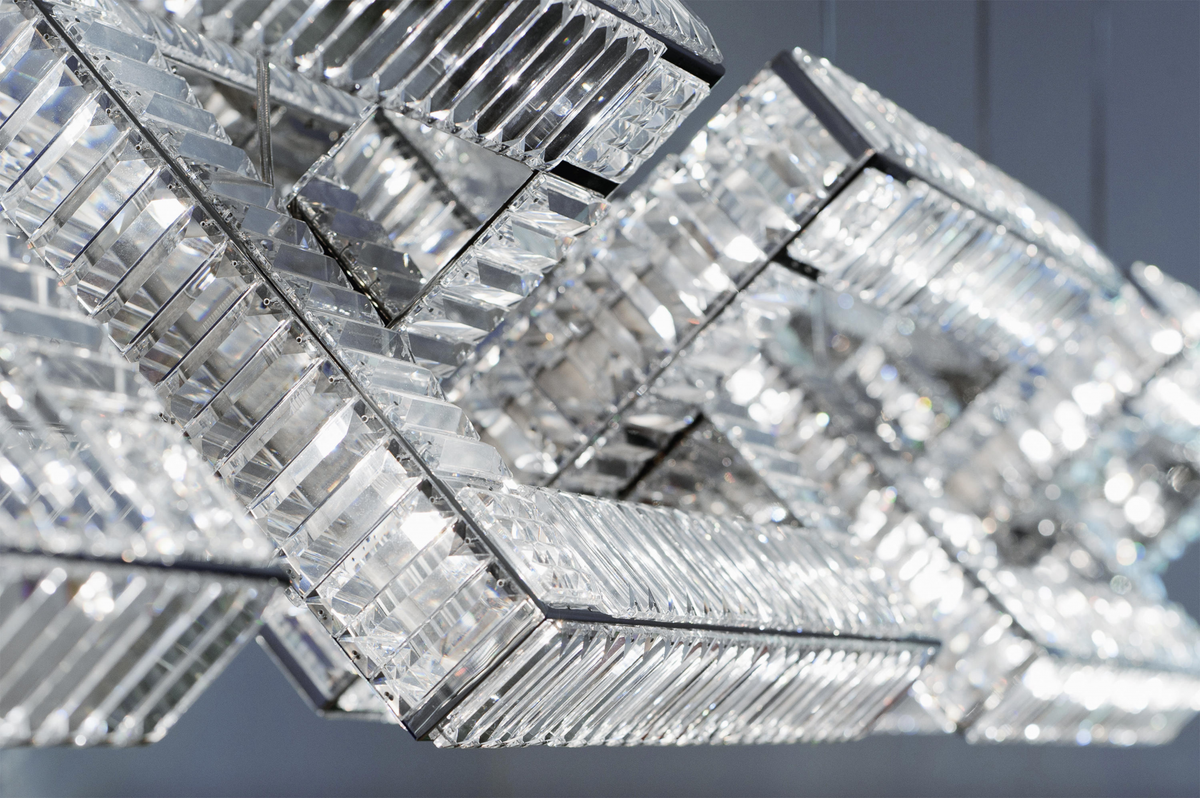Jewel Seven Crystal Chain Links Rectangle Chandelier 16"W 16"H-大吊灯-Jecanoli