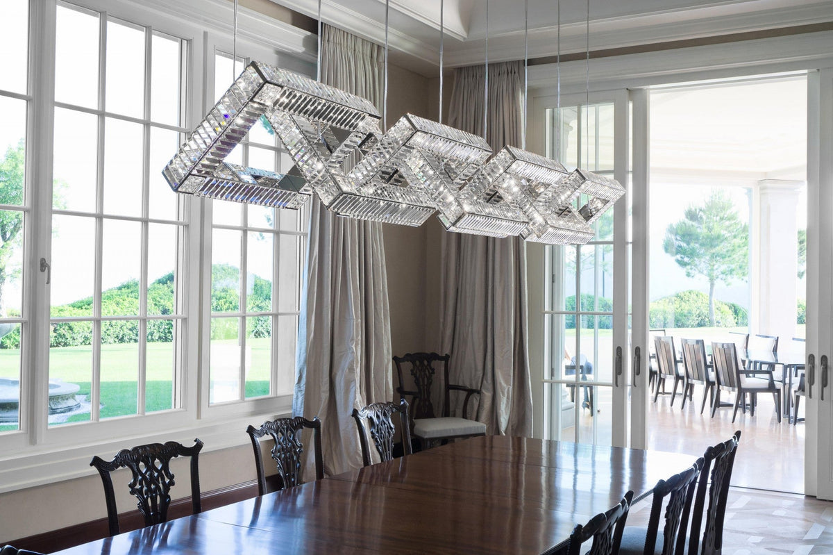 Jewel Seven Crystal Chain Links Rectangle Chandelier 16"W 16"H-大吊灯-Jecanoli