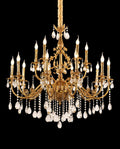 43X39 Inch 15 Lights Two-tier Traditional Brass and Crystal Chandelier for Living Room-铜灯-Jecanoli