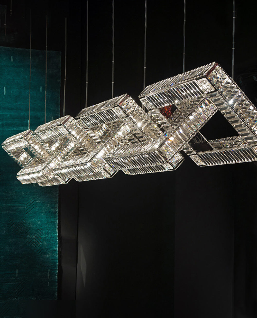 Jewel Seven Crystal Chain Links Rectangle Chandelier 16"W 16"H-大吊灯-Jecanoli
