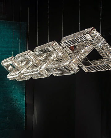 Jewel Seven Crystal Chain Links Rectangle Chandelier 16"W 16"H-大吊灯-Jecanoli