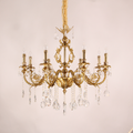 35X33 Inch 8 Lights Small Traditional Brass and Crystal Chandelier for Master Bedroom-铜灯-Jecanoli