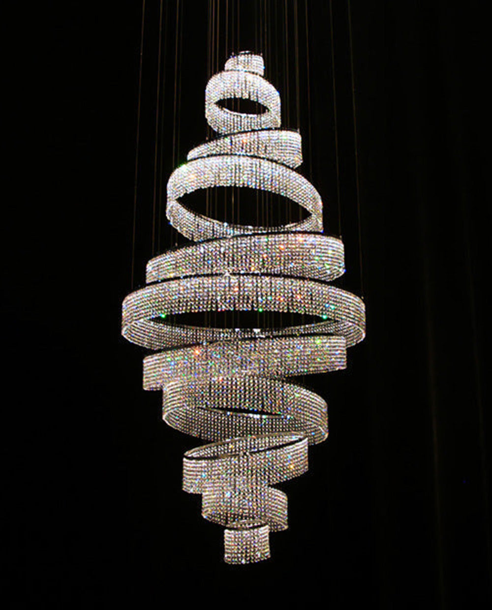 11 Crystal Ring Chandelier for High Ceilings 36X118 Inch Modern Staircase Chandelier Lighting-大吊灯-Jecanoli