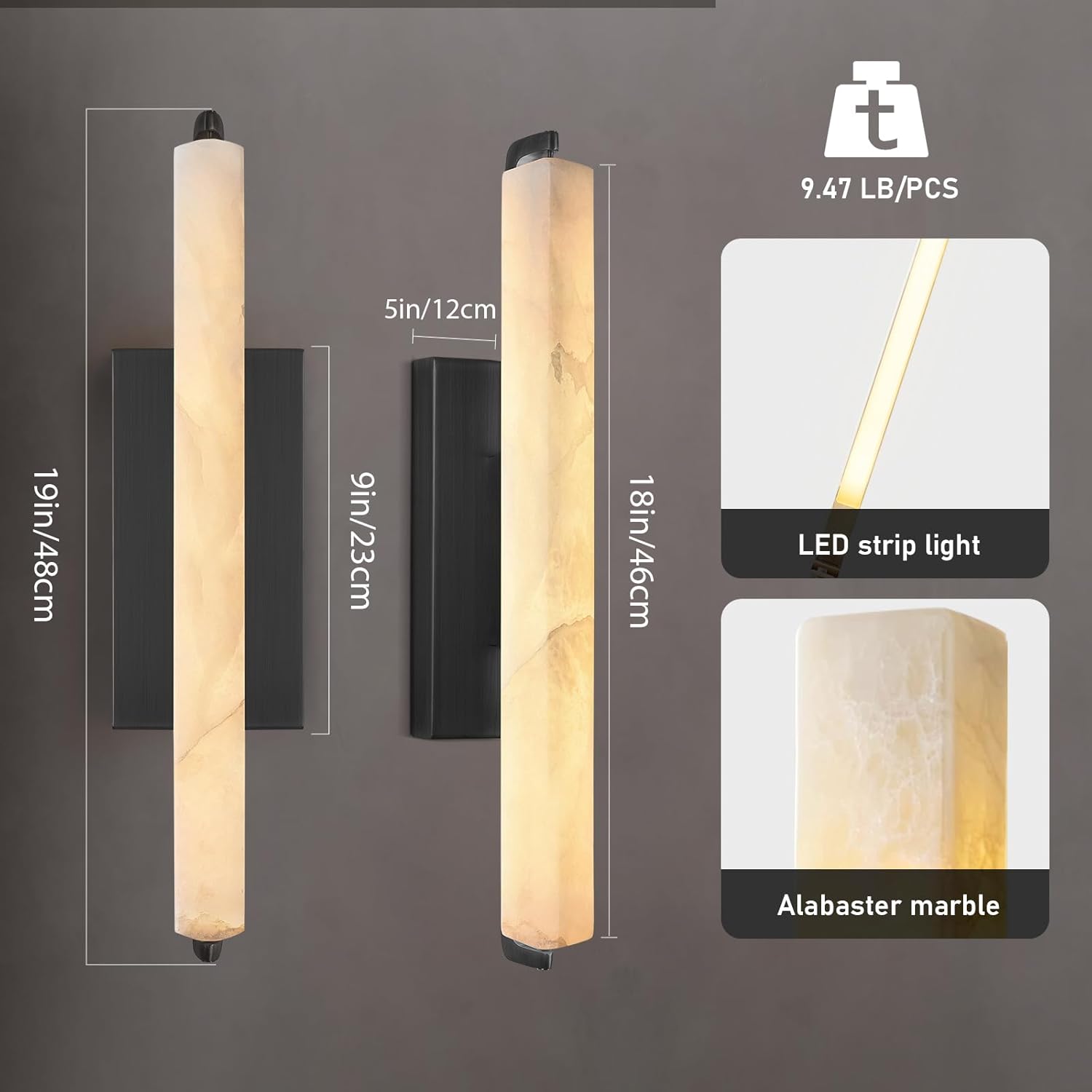 Elegant Alabaster Handcrafted Wall Sconce