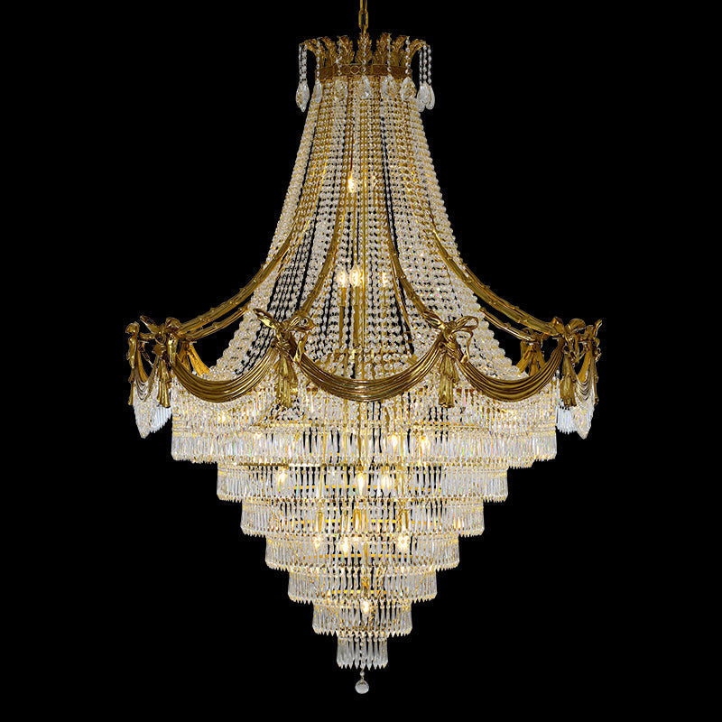 59X79 Inch Large Foyer Chandelier Gold Crystal Chandelier Lighting for High Ceiling-大吊灯-Jecanoli