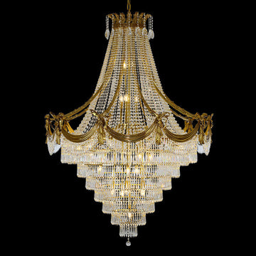 59X79 Inch Large Foyer Chandelier Gold Crystal Chandelier Lighting for High Ceiling-大吊灯-Jecanoli