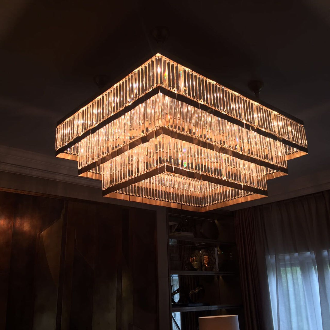 39X51 Inch Rectangle Flush Mounted Modern Gold Chandelier for Dining Room-大吊灯-Jecanoli