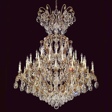 41 Lights Antique Brass Chandelier 60X71 Inch Large Wrought Iron Crystal Chandelier for High Ceilings-大吊灯-Jecanoli